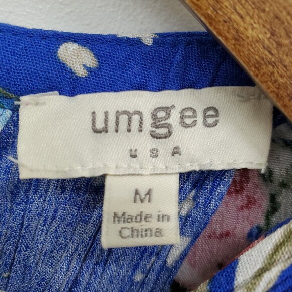 Umgee Tunic Top Womens Size M Blue Pink Floral Criss Cross V-Neck Boho Fairy - Picture 11 of 14